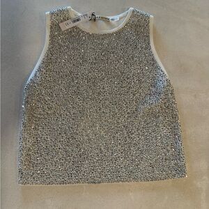 Alice + Olivia Silver Embellished Top